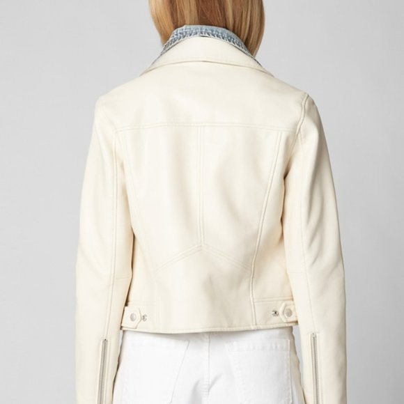 New BlankNYC Vegan Leather Jacket With Denim Insert - Picture 3 of 6